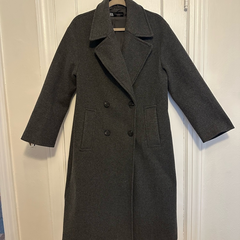 Zara Women's Soft Oversized Coat - Dark Gray